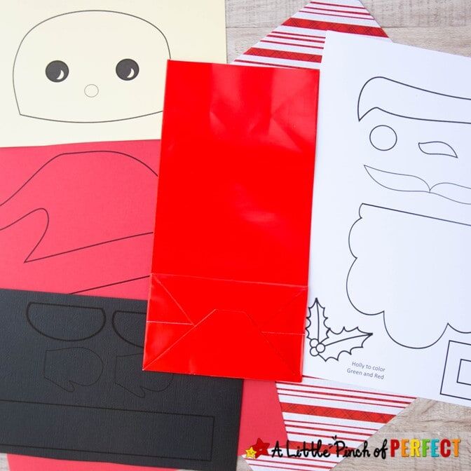 Paper Bag SANTA Kids Christmas Craft Template
