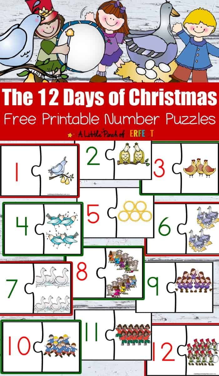 12 days of christmas free printable math number puzzles - a little